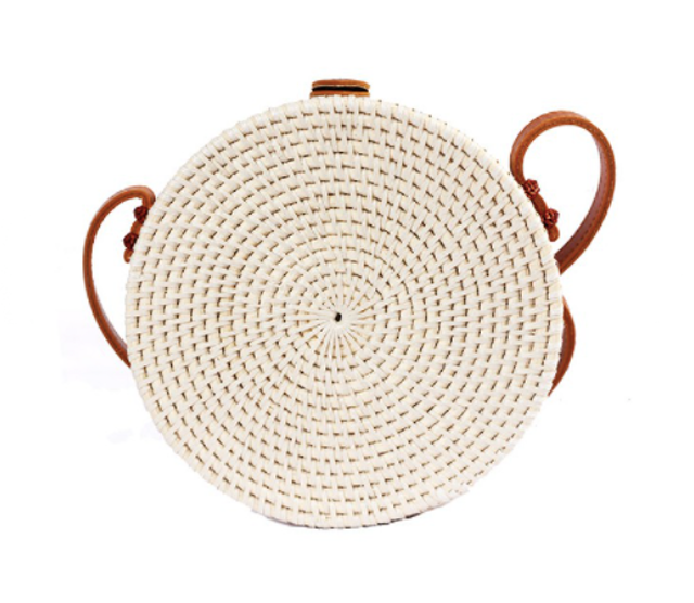 Sweet Honey Tas Rotan Bali Bulat Lukis Decoupage Motif Bunga  TRL