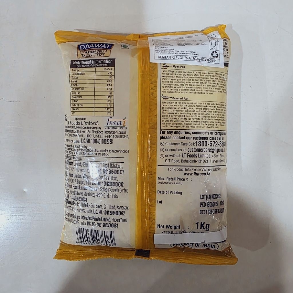 Sultana Agro Lestari Daawat Golden Sella Basmati Rice