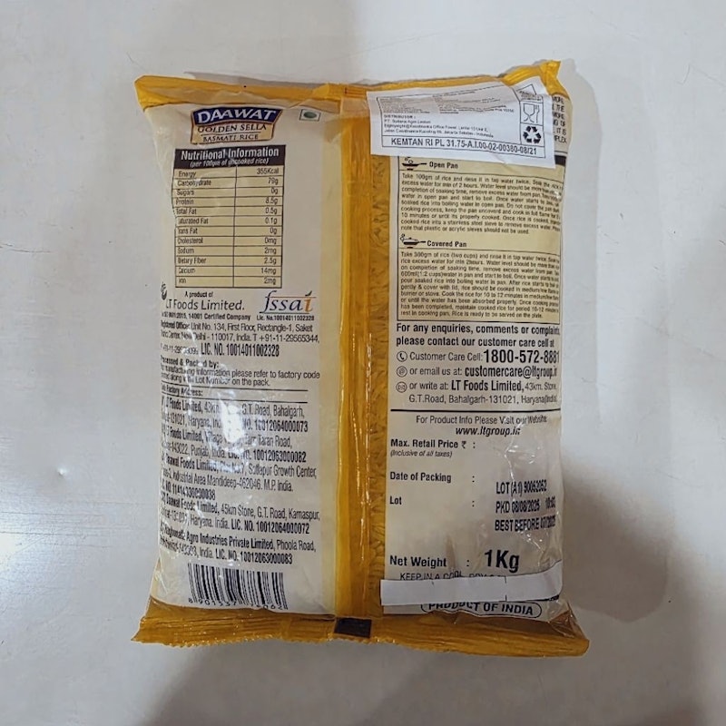 Daawat Golden Sella Basmati Rice 3