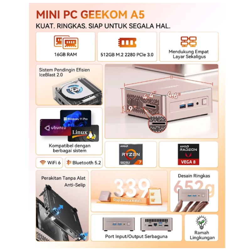 Geekom Mini PC with AMD R7 5825U 3