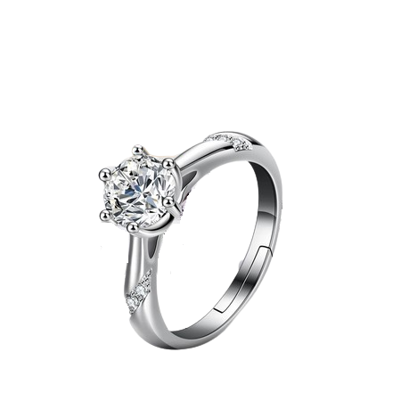 LOVETIA Cincin Moissanit 1.0 Ct Perak ｜ BTJZ001