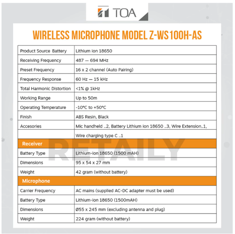 TOA Wireless Microphone 4