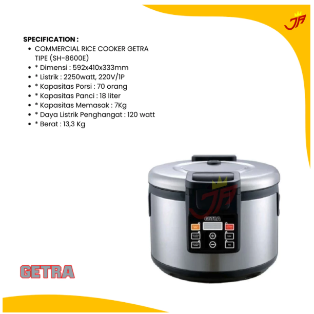 Royal Sultan Agung GETRA Commercial Rice Cooker  SH-8600