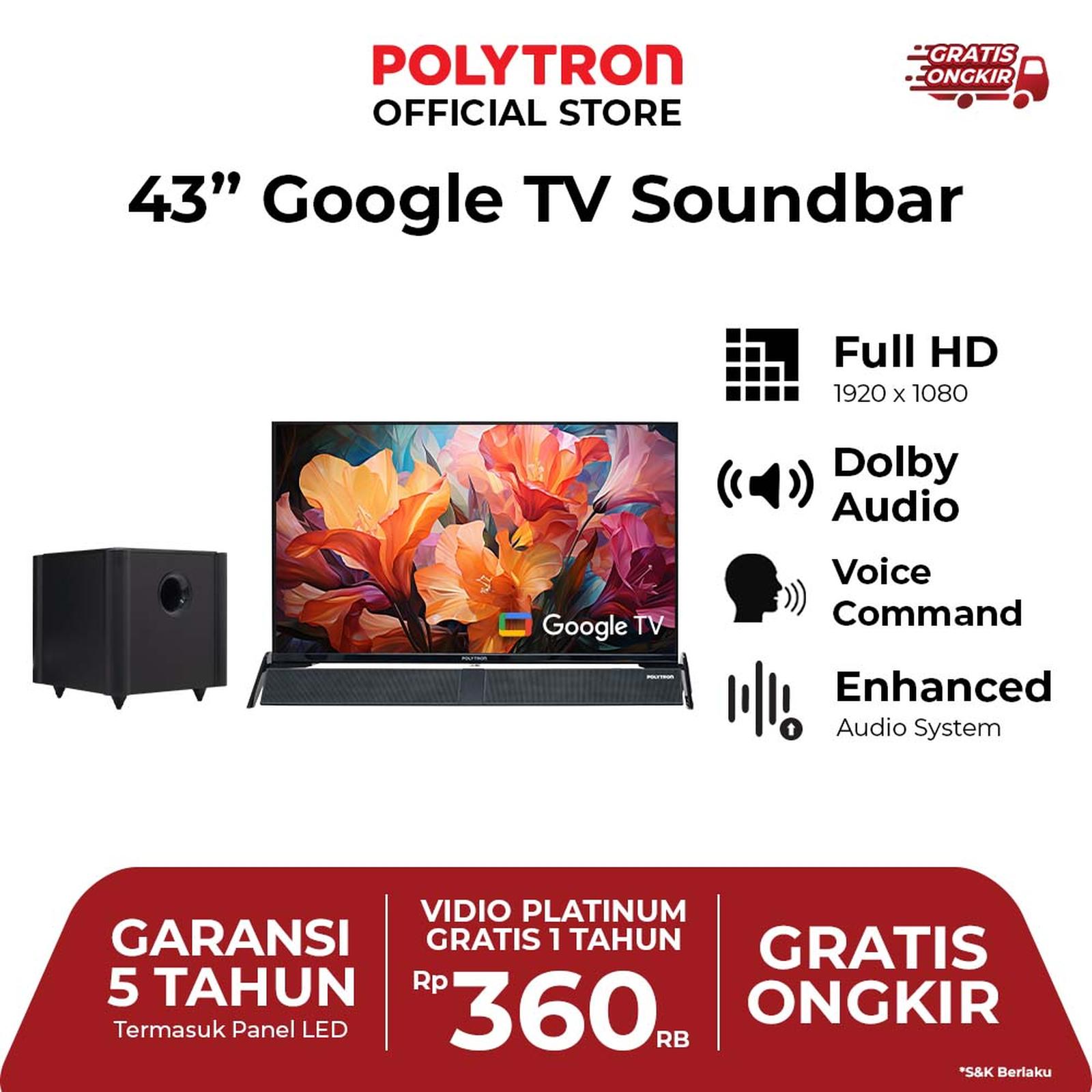 Polytron 43 Inch Google TV Soundbar PLD 5