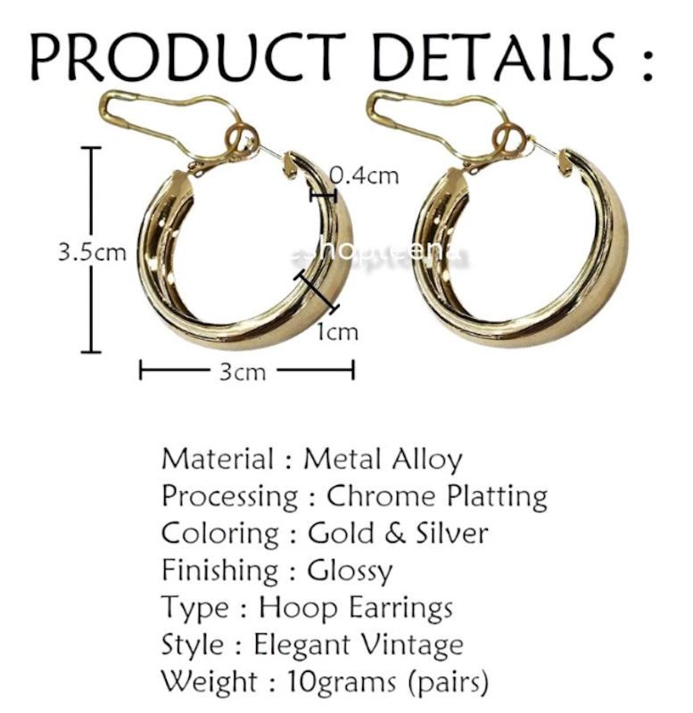 Anting Hijab Bulat Tebal Peniti 5