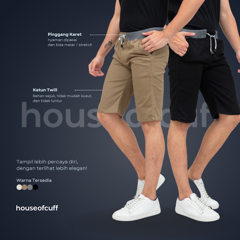 House of Cuff Celana Chino Pendek Slim Fit 3