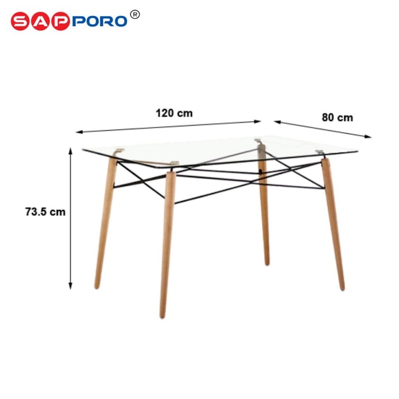 SAPPORO ALVIE Set Dining Table / Meja Makan Kaca 4