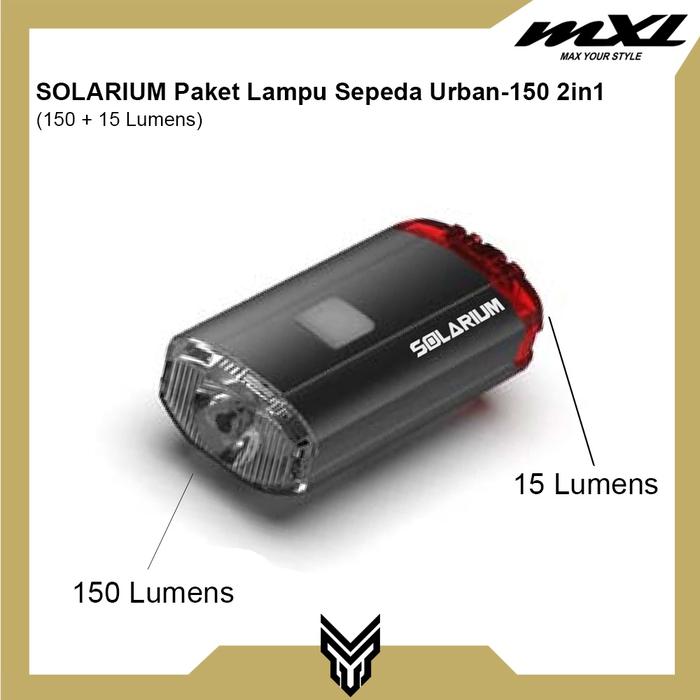  MXL Solarium Lampu Depan Belakang Sepeda Urban-150 2in1