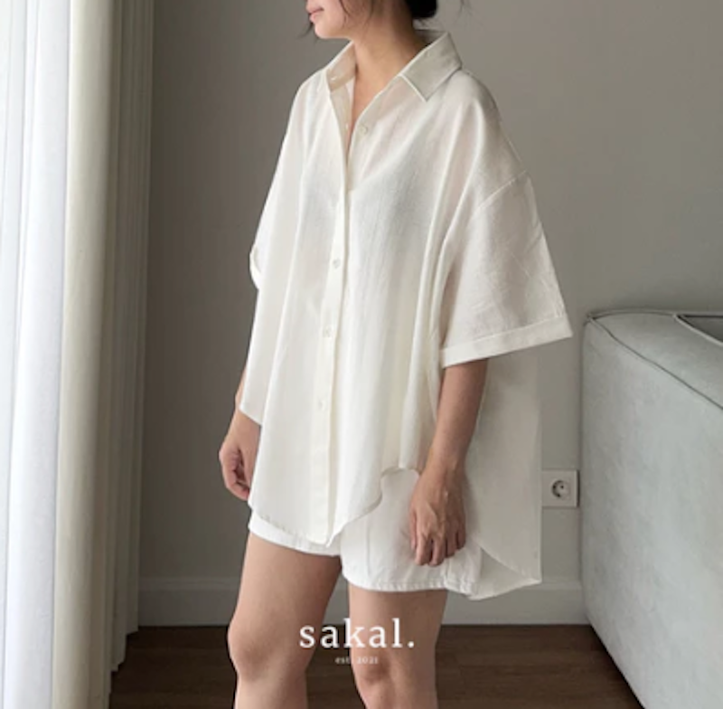 Sakal Short Sleeve Linen Oversized Shirt 3