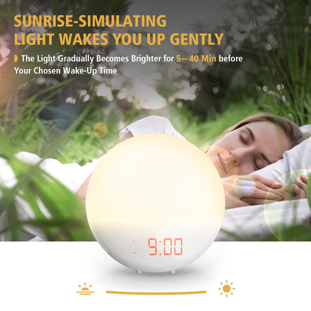 MPOW Pictek Wake Up Light Alarm Clock Sunrise Light 4