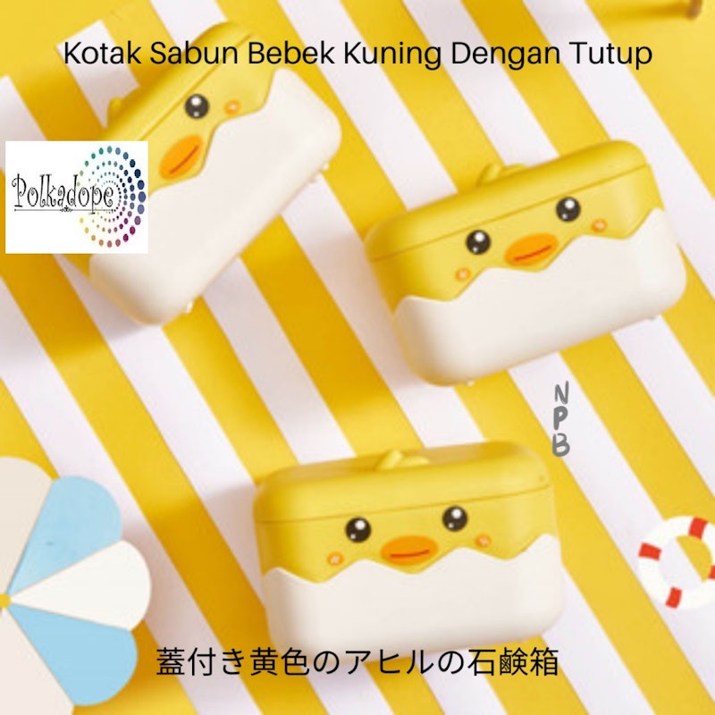 Tempat Sabun Kotak Sabun Batang Motif Bebek Penutup Anti Tumpah 5