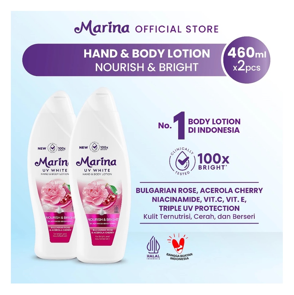 Tempo Scan Pacific Marina UV White Hand & Body Lotion Nourish & Bright