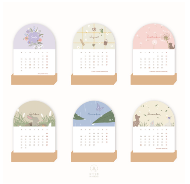 Otterhands Co. Aesthetic Calendar with Wooden Stand