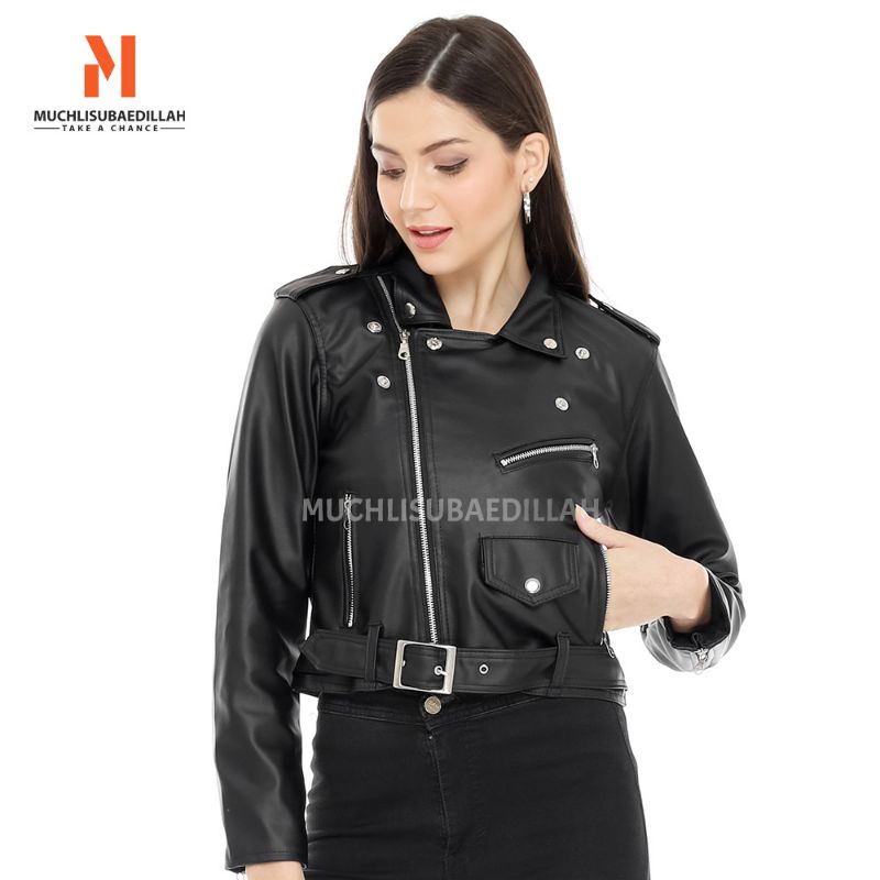 MUCHLISUBAEDILLAH Jaket Semi Kulit Wanita Crop