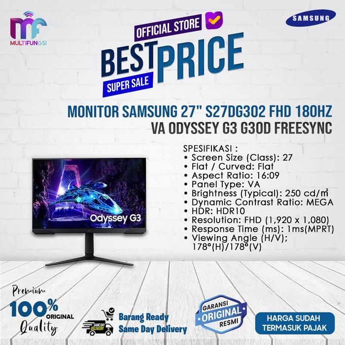 Samsung Electronics Samsung 27" Odyssey G3 G30D FHD 180Hz Gaming Monitor LS27DG302EEXXD
