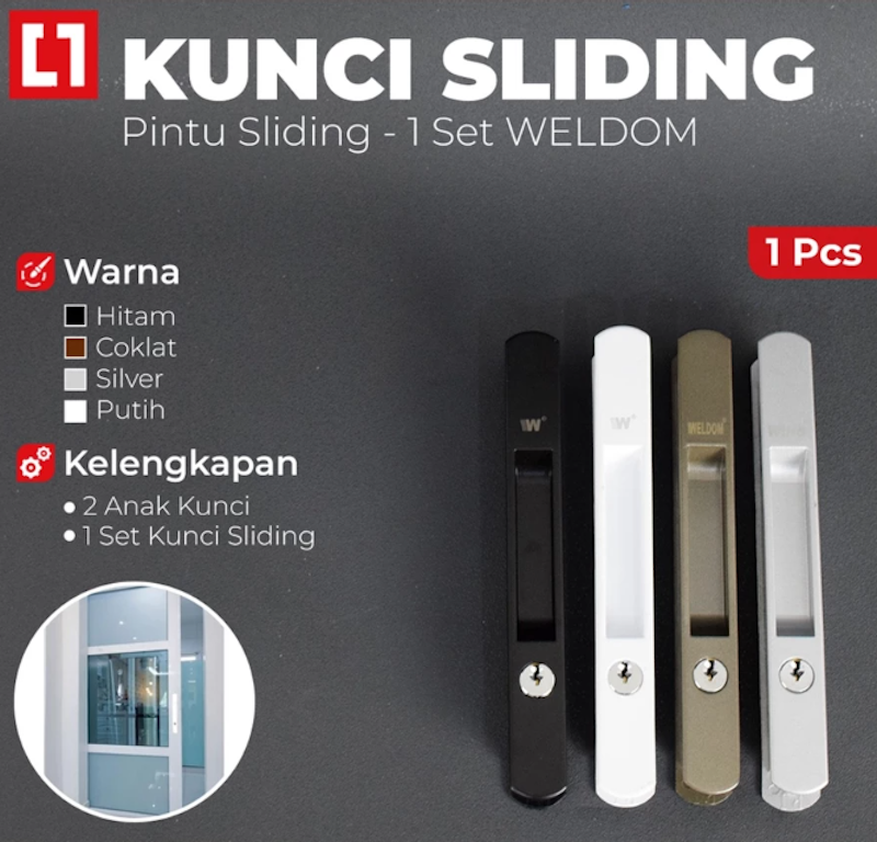 WELDOM Handle Pintu Aluminium Sliding Tanam 5