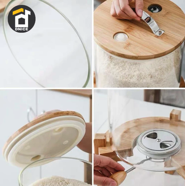  Dispenser Beras dari Bahan Kaca 5 Kg