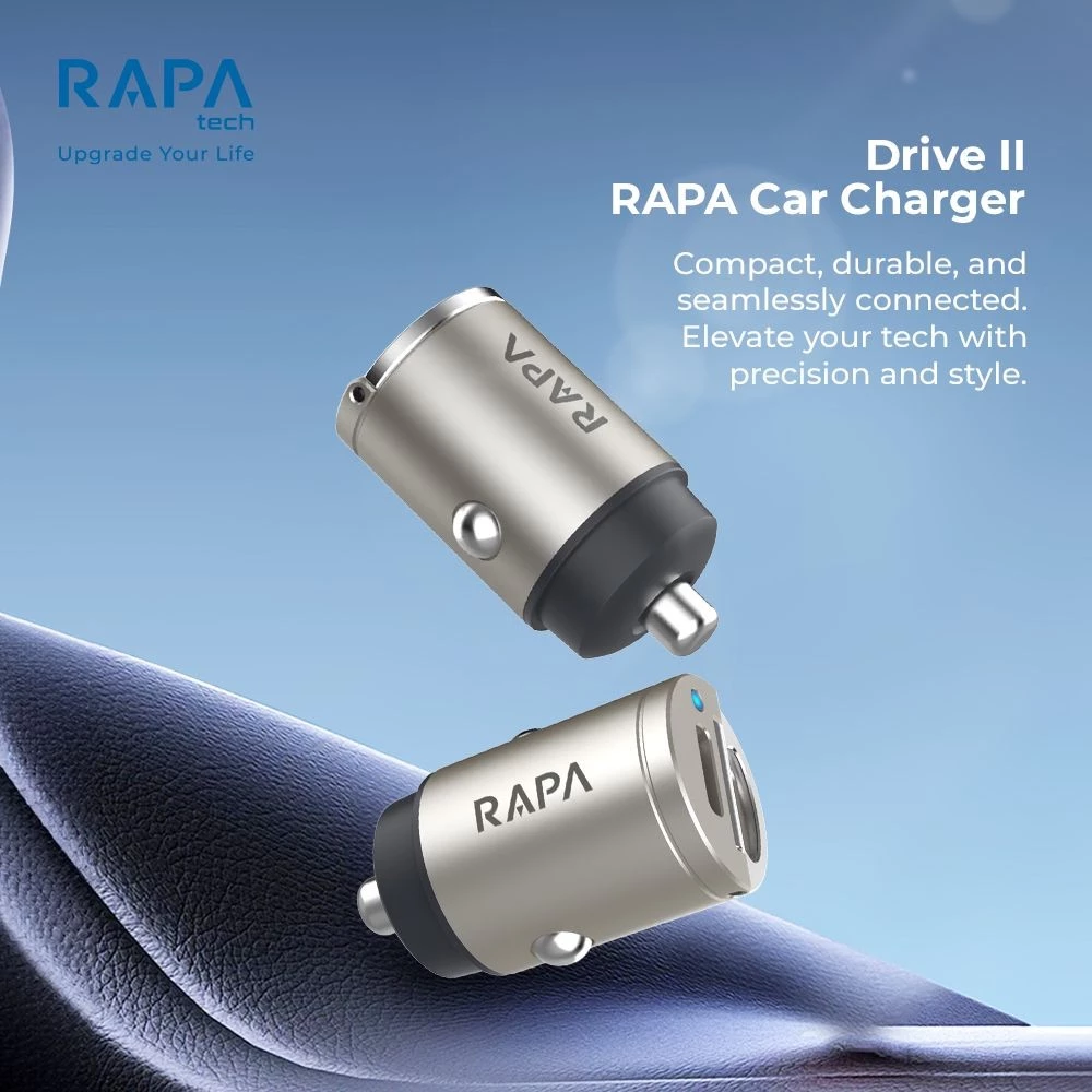 Satu Bisnis Indonesia RAPA Tech Drive II Car Charger PD45W Dual Port USB-C Charging MB1030