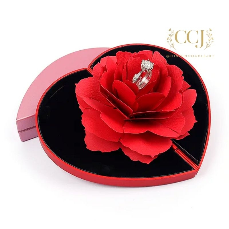 Box Cincin Nikah Lamaran 3D Rose 3