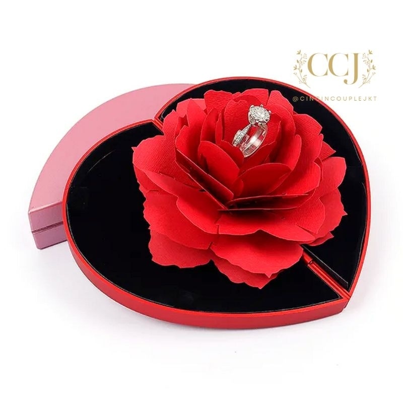 Box Cincin Nikah Lamaran 3D Rose 3