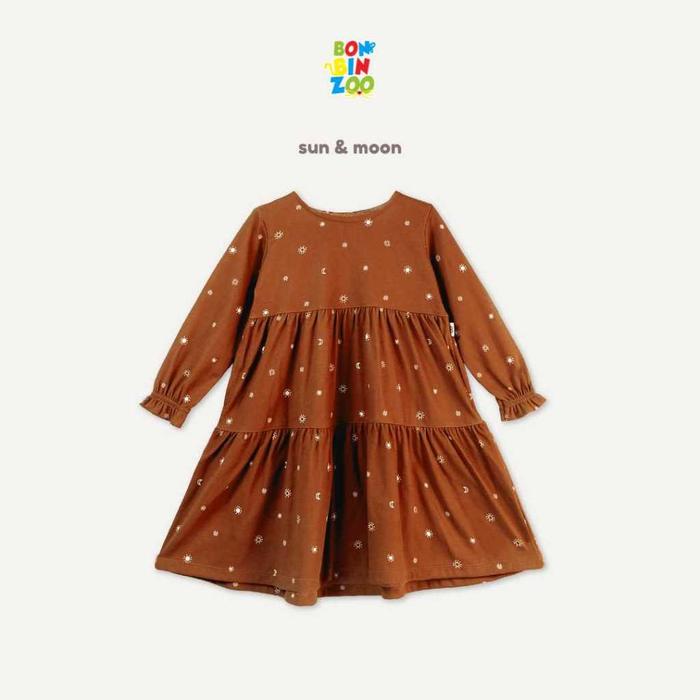 Bonbinzoo Dress Ruffle Anak Perempuan Lengan Panjang 4