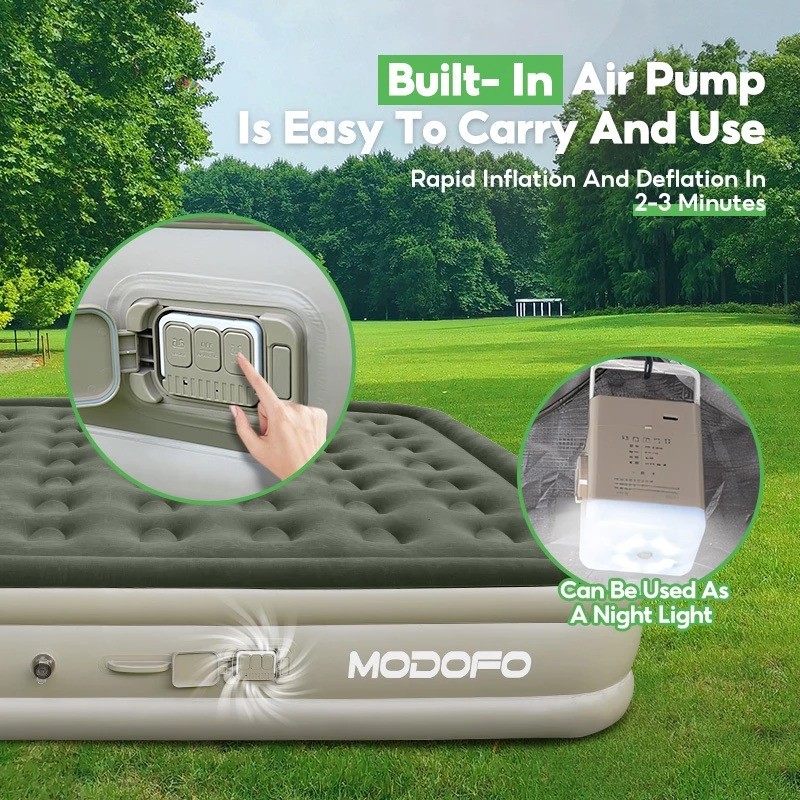  MODOFO Inflatable Bed Hijau 200 x 180 x 25 cm