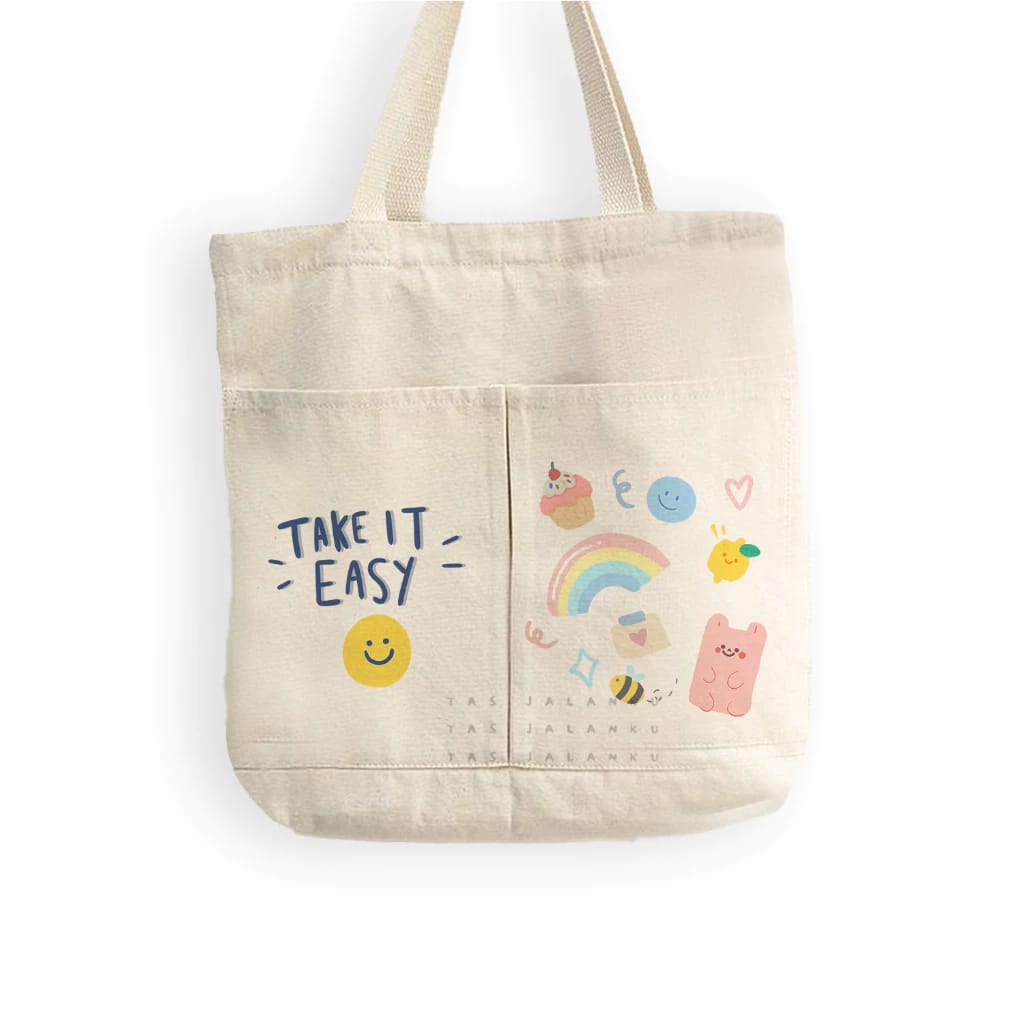  Tas Jalanku Totebag Kanvas Karakter Lucu