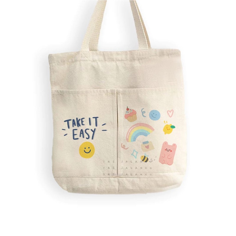 Tas Jalanku Totebag Kanvas Karakter Lucu 3