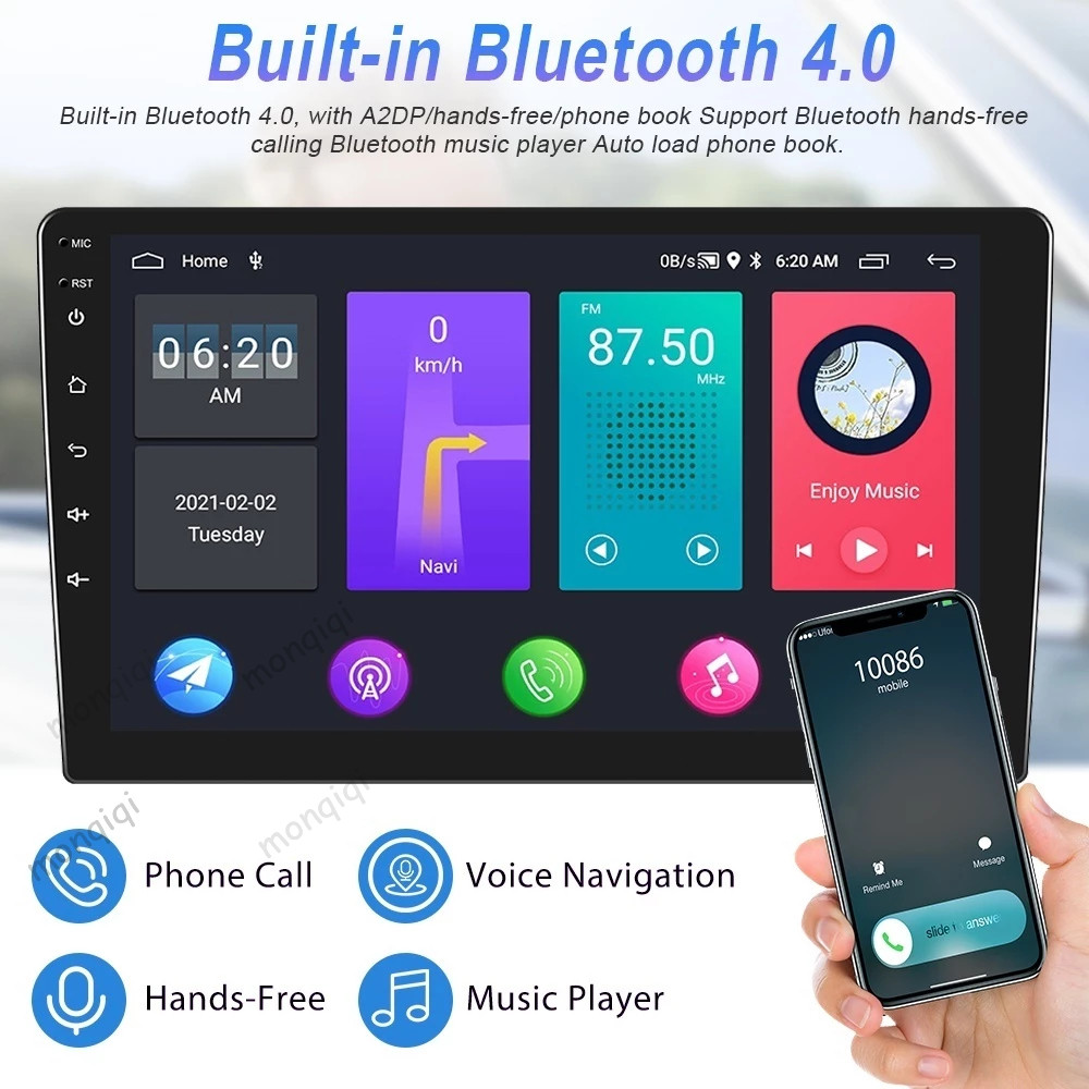 Monqiqi Universal Head Unit Android 9inch RAM 4+32GB with Fan