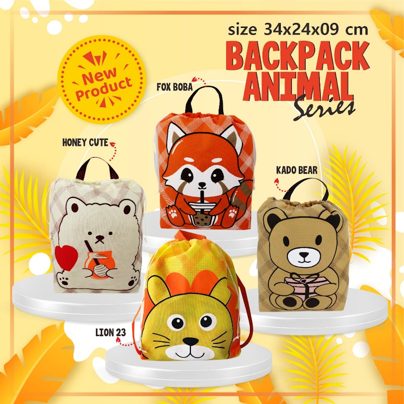 Tas Goodie Bag Model Ransel Serut Motif Animal 4