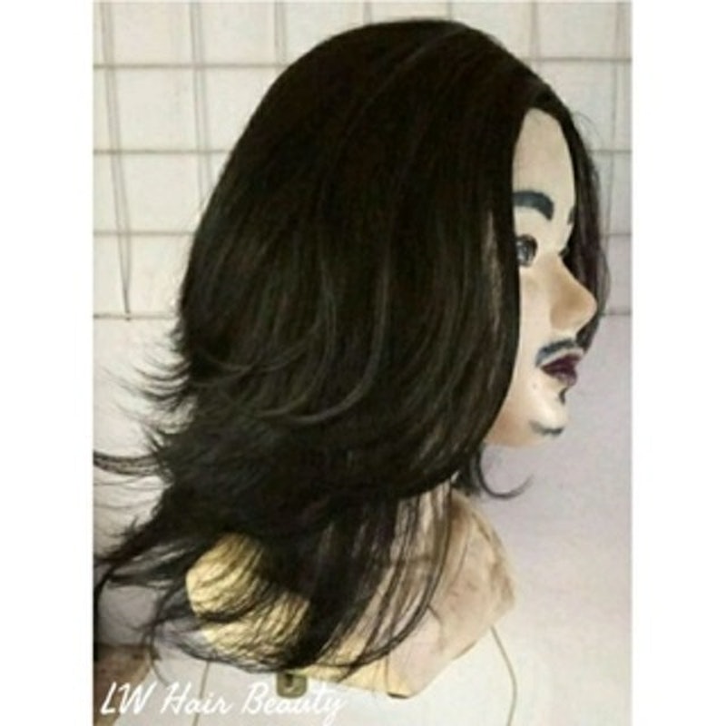 Wig Pria Sintetis Belah Tengah 3