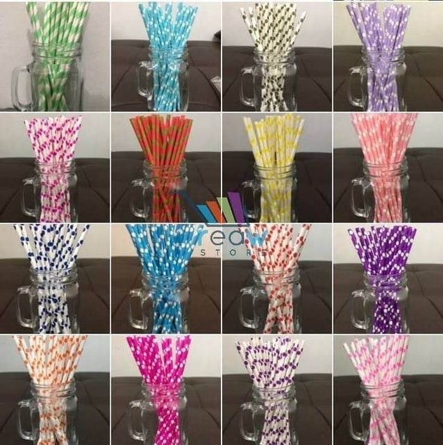 Sedotan Kertas Motif Polkadot