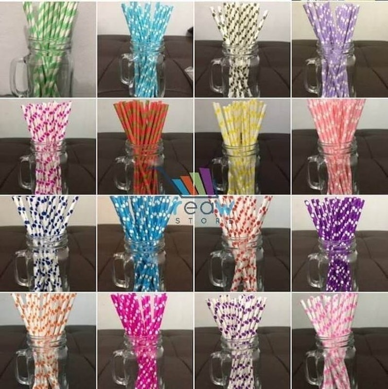 Sedotan Kertas Motif Polkadot 1