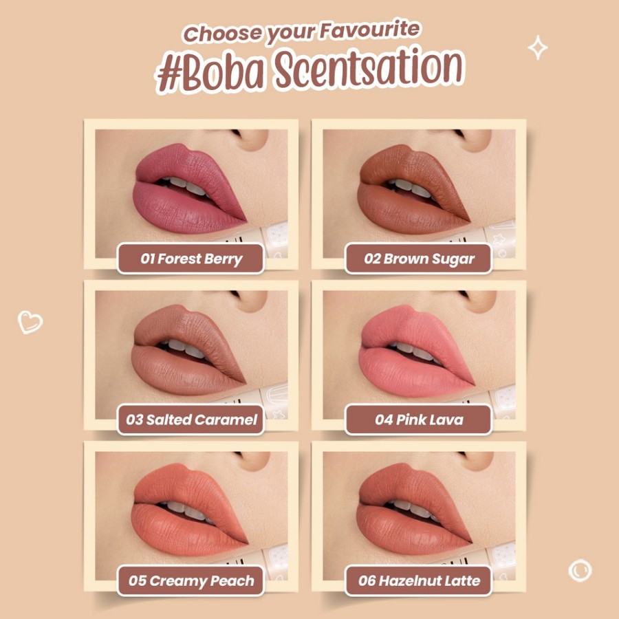 Eka Jaya Internasional Hanasui Mattedorable Lip Cream Boba (02 Brown Sugar)