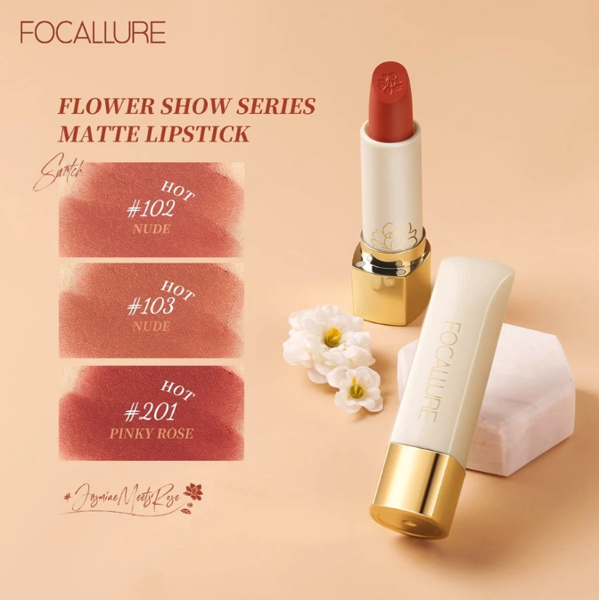 FCL Internasional Indonesia FOCALLURE #JasmineMeetsRose Matte Lipstick 002 Orange