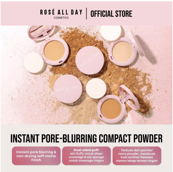Rosé All Day Cosmetics Rosé All Day The Realest Lightweight Compact Powder Medium
