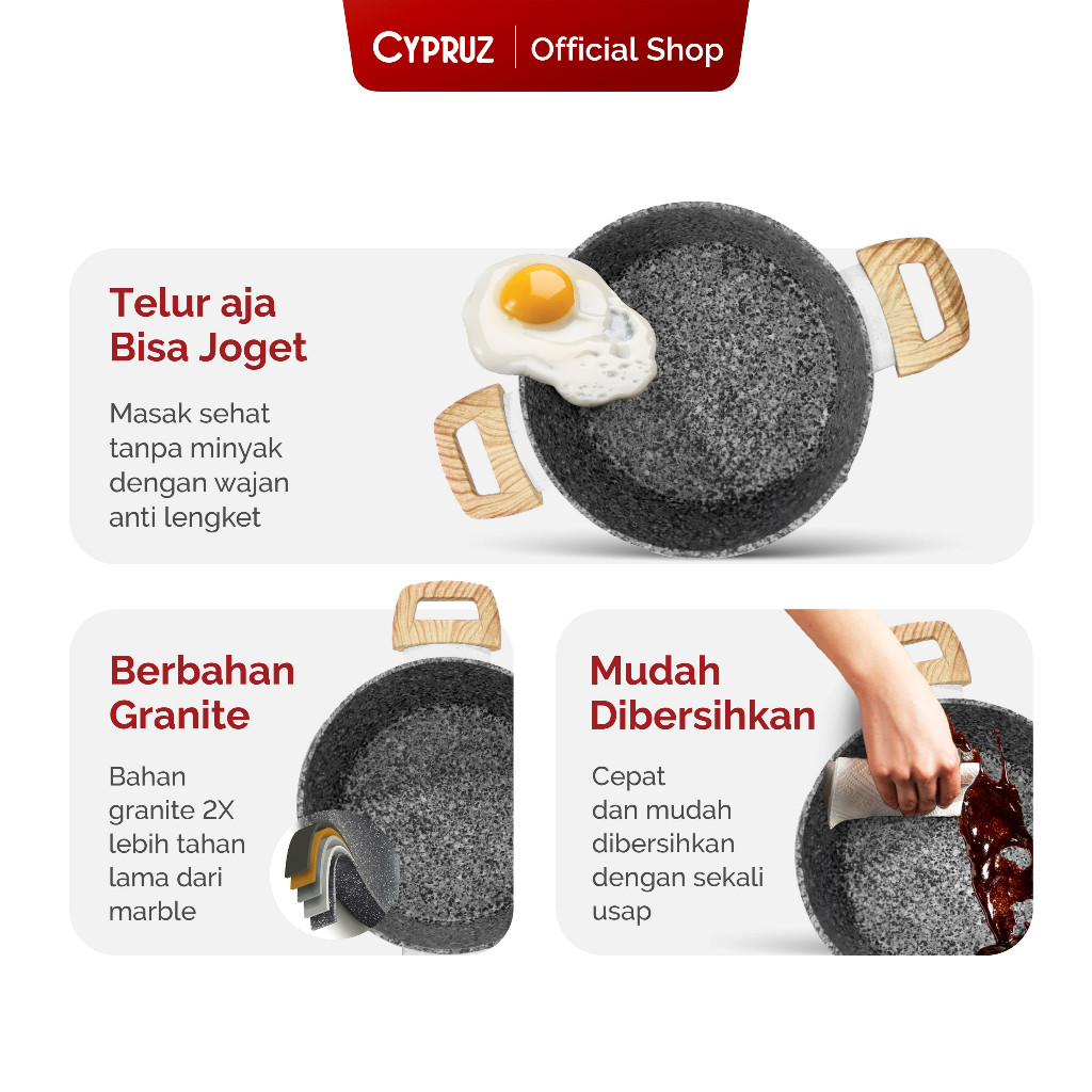 Cypruz White Granite Series Casserole Pan 4