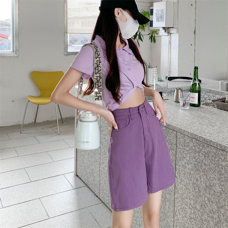 Celana Pendek Denim Korea Warna-Warni 5