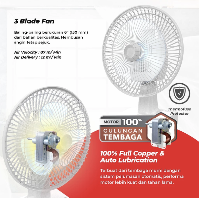 Kipas Angin Meja Desk Fan 6 Inch 5