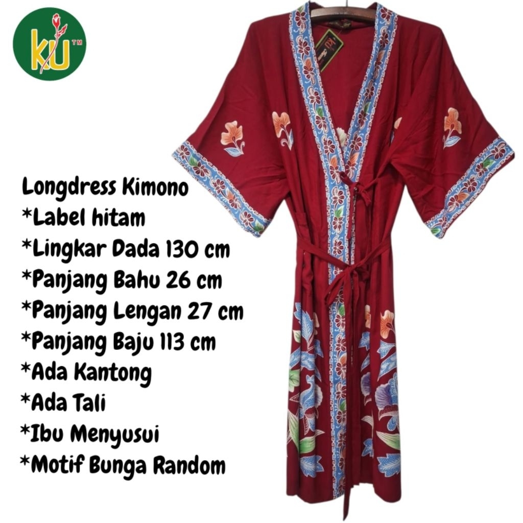 Batik Kencana Ungu Kencana Ungu Longdress Kimono Label Hitam
