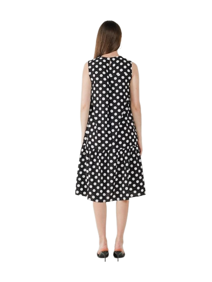 This Is April Pandora Polkadot Midi Black Dress  781939