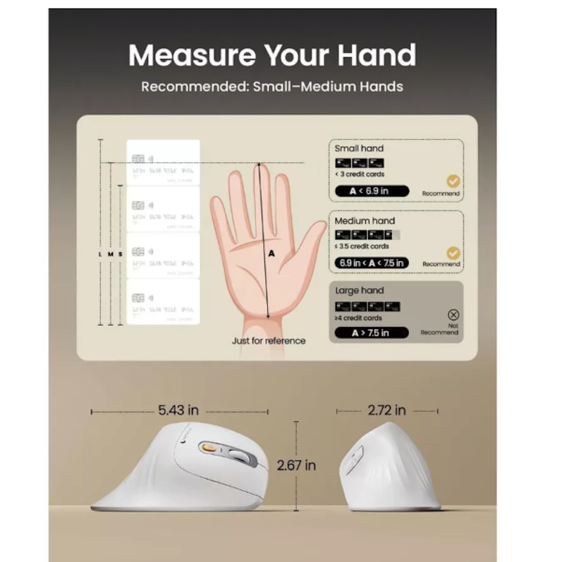 ProtoArc® Bluetooth Ergonomic Vertical Mouse 3