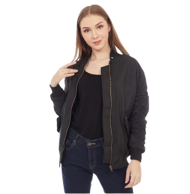 Jaket Bomber Wanita Hitam