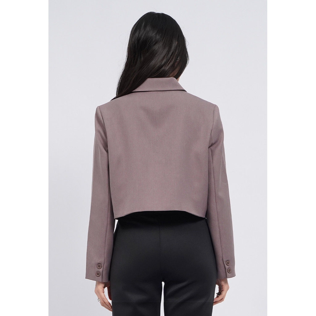 Executive Double Breasted Crop Blazer Taupe 3