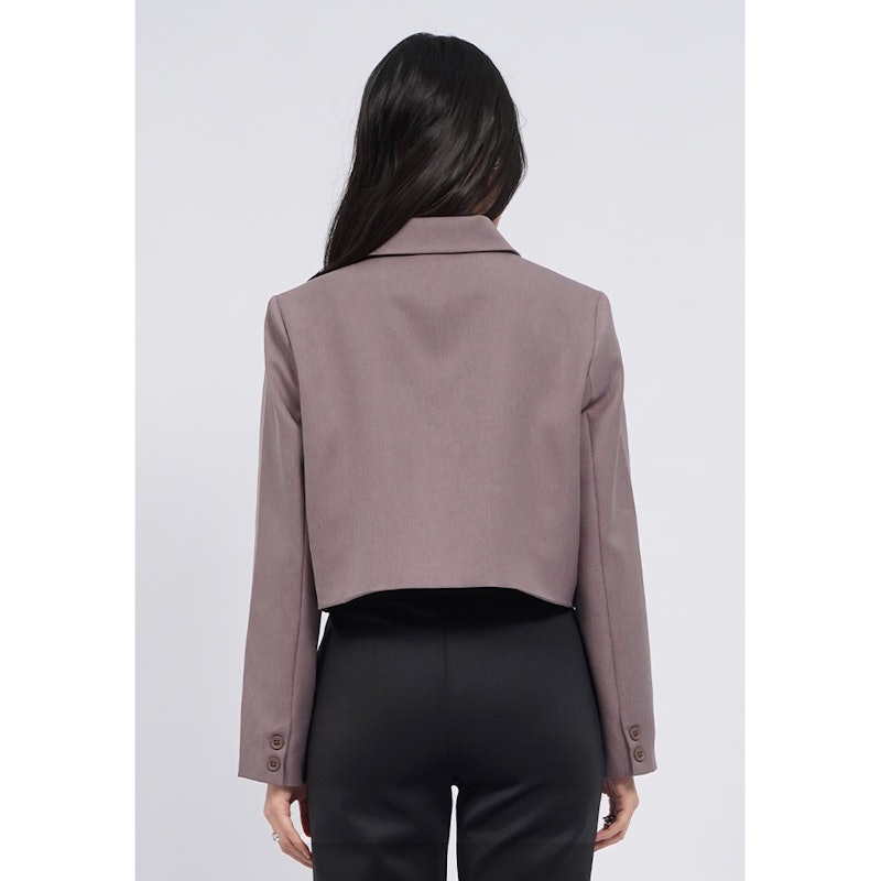 Executive Double Breasted Crop Blazer Taupe 3