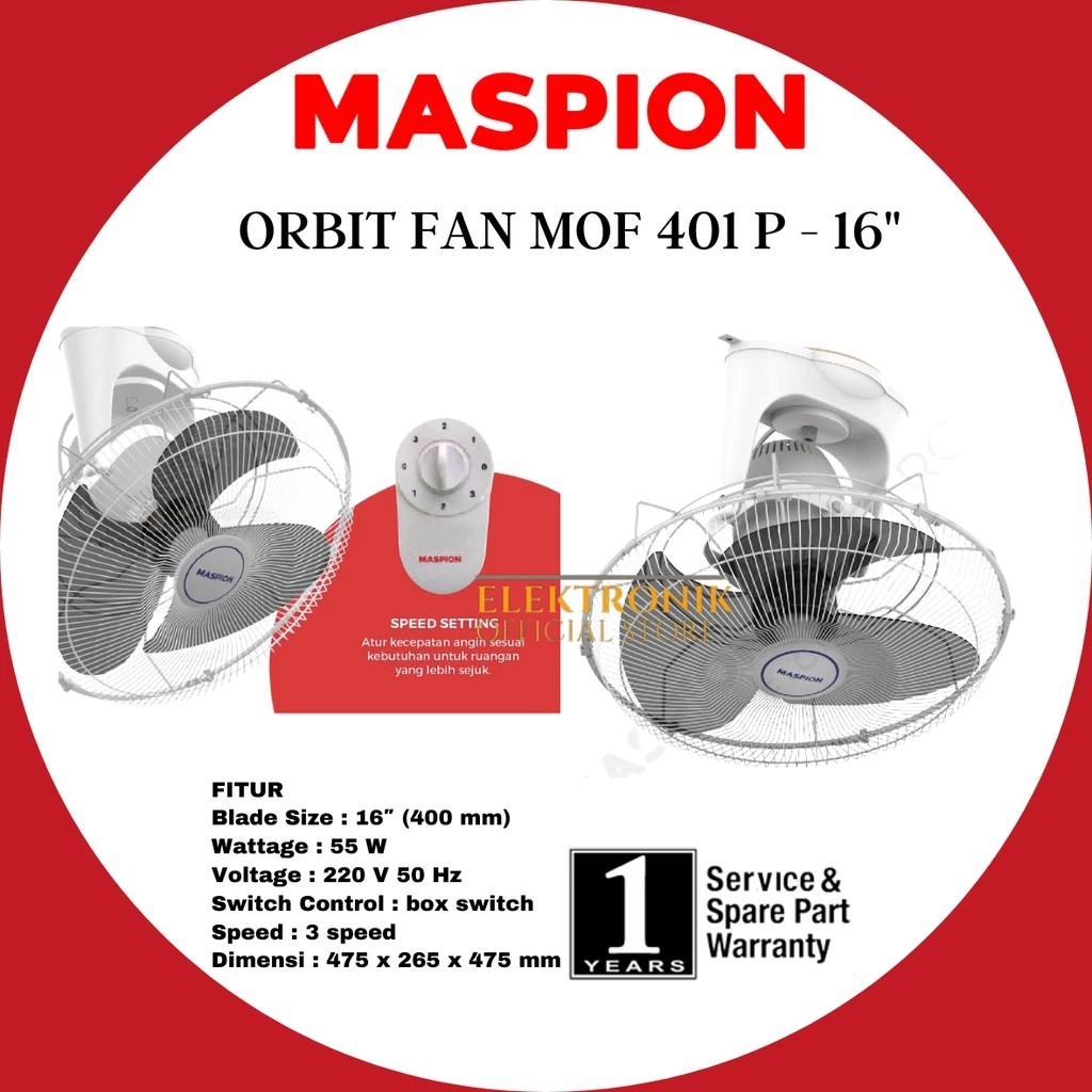 Maspion Group Maspion Orbit Fan Kipas Angin Plafond 16 Inch MOF-401 P