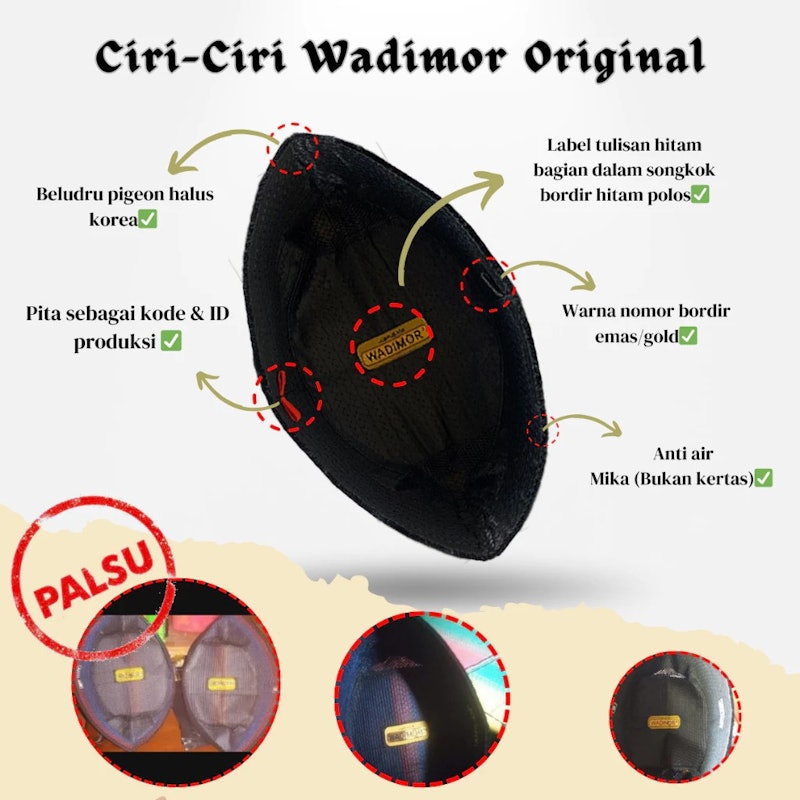 WADIMOR Songkok Peci Hitam Polos AC 3