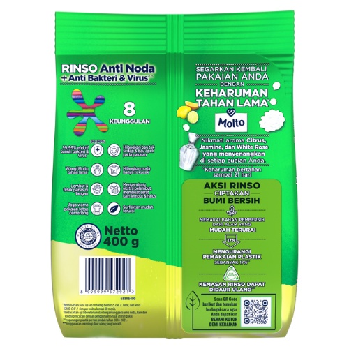Unilever Indonesia Rinso Molto Deterjen Bubuk Anti Noda Classic Fresh