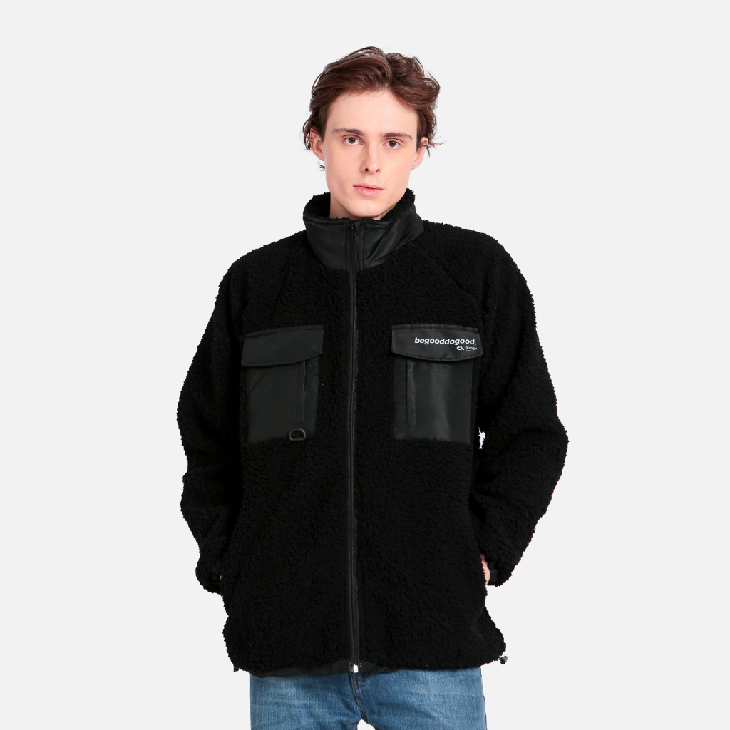 Jaket Sherpa Hitam Pria 2