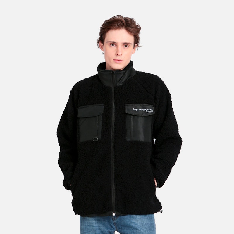 Jaket Sherpa Hitam Pria 2